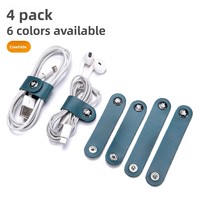 Organisateur de câbles en cuir véritable de vachette, étui pour écouteurs, pochette de protection, sac de rangement, porte-accessoires numériques compact