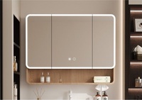Meuble-lavabo de salle de bain de luxe en chêne clair nordique avec structure en aluminium alvéolé, double tiroir, porte simple, miroir LED intelligent, porte-serviettes et vasque