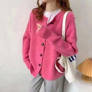 Couleur unie Cardigan <span class=keywords><strong>Pull</strong></span> Femmes Casual Multicolore <span class=keywords><strong>Col</strong></span> <span class=keywords><strong>Rond</strong></span> <span class=keywords><strong>Pull</strong></span> Haute Qualité Tricots Bouton Manteau - Product Image 5