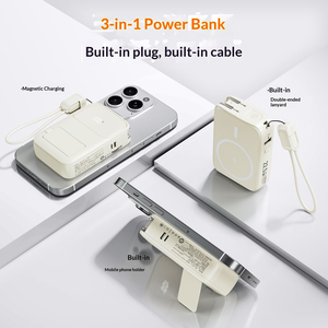 Banco de Energía Magnético Rápido de 22.5W y 20000mAh, con Cables USB-C y para iPhone Integrados, Cargador Portátil de Alta Capacidad para Viajes - Product Image 2