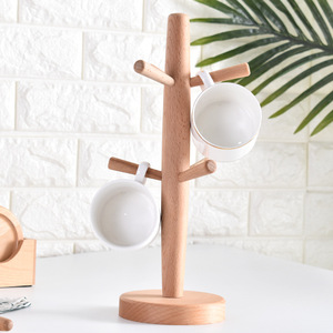 Beech Wood Cup Holder Standing Type Multifunctional Storage Rack For <b>Teacup</b> Household Wooden Water Cup Hanger - Product Image 2