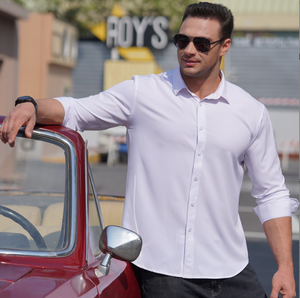 เสื้อยืดผู้ชายไซส์ใหญ่พิเศษ ทรงหลวม ผ้าถักผสมโพลีเอสเตอร์/คอตตอน แขนยาว ระบายอากาศดี ดีไซน์เรียบง่าย ไม่มีลาย ขายส่ง - Product Image 3