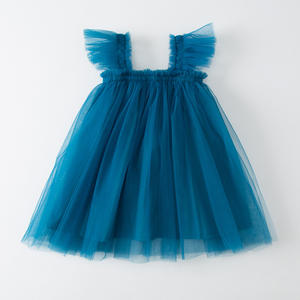 Robes en tulle pour filles, manches évasées multicolores, couleur unie, robes tutu d'été pour bébés filles, vente en gros - Product Image 3