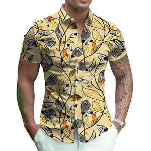 Nuova estate camicia da <span class=keywords><strong>uomo</strong></span> stampata 3D stile europeo americano a maniche corte con risvolto Casual personalità - Product Image 1