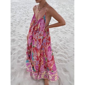 Vintage Women's Floral Strap <strong>Boho</strong> <strong>Dress</strong> Ladies Casual <strong>Summer</strong> Sexy V Neck Vestidos Beach Long Maxi <strong>Dresses</strong> - Product Image 1
