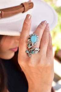 Handmade Turquoise Sterling Silver <b>Adjustable</b> <b>Ring</b> Natural Gemstone Jewelry for Women Wholesale - Product Image 6