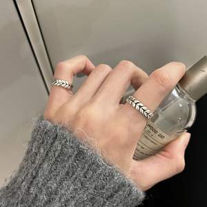 S925 Sterling Silver Vintage Wheat Index Finger <b>Ring</b> High-End Luxury Neutral Style Light <b>Opening</b> for Ear - Product Image 1