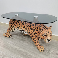 Table basse en verre de luxe marocaine, forme animalière léopard, moderne, écologique, haut de gamme, pour le salon