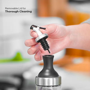 स्पष्ट ग्लास कोई ड्रिप जैतून का तेल और विनेगर एसेंसर के साथ खाना पकाने का तेल कंटेनर - Product Image 2