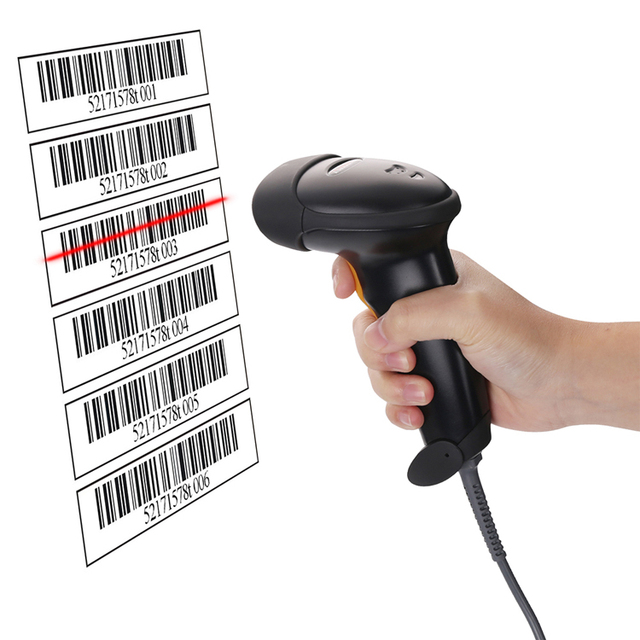 MINJCODE MJ2806 1D Wired Handheld Scanner Reader 1D USB Barcode Scanner for Barcode Printer