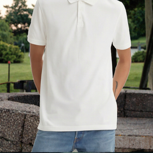 High Quality 270 GSM Heavy Fabric CVC for Shirt Plain Dyed Blank Solid Color Drop Shoulder Anti-Pilling Short Sleeve <b>Polo</b> Shirt - Product Image 2