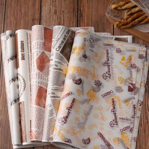 Papier d'emballage kraft résistant à la graisse pour hamburgers et sandwichs de restauration rapide, avec design personnalisé - Product Image 1