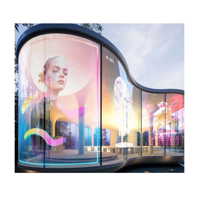 Indoor Glass Window Advertising Ultra Rollable Refill Sticky Display Panel Screen Transparent Outdoor Flexible Led Film Pantalla