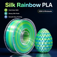 Filament PLA Soie Dégradé 1,75 mm 1 kg Arc-en-ciel Ombré pour Imprimante 3D, Anti-colmatage, Scellé sous Vide, Compatible FDM/FFF pour Affichage