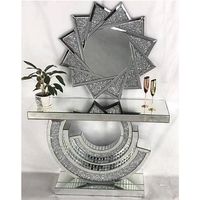 Meubles de salon Silver Mirror Crushed Diamond Rectangle console table avec miroir mural de salon