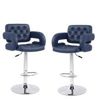 Chaise de bar moderne en cuir capitonné à losanges profonds, base métallique, accoudoirs rembourrés en forme de C, réglable en hauteur, pivotante, pour comptoir