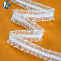 Bande de dentelle élastique douce à double volant de 11 mm, en polyamide brillant, avec bordure picot, pour soutien-gorge et vêtements