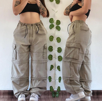 Pantalon cargo personnalisé pour femme, coupe ample et oversize, vierge, avec cordon de serrage, taille haute