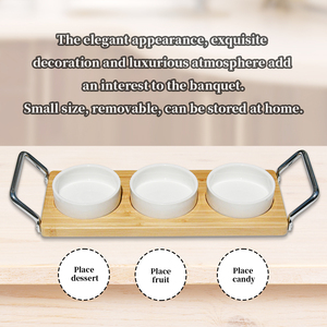 Plateau de service divisé en céramique de haute qualité avec support en bambou taille personnalisée pour le service d'apéritif de cuisine - Product Image 6