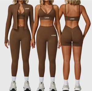 Wholesale Sportswear Active Wear Jacket Plus Size Seamless Gym Clothes Workout Yoga <strong>Leggings</strong> and Bra Sets <strong>for</strong> <strong>Women</strong> - Product Image 1