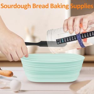 Sourdough Starter Kit Oval Foldable <b>Silicone</b> Bread Proofing Baskets 24oz Sourdough Starter Jar Sourdough Bread <b>Baking</b> Supplies - Product Image 4