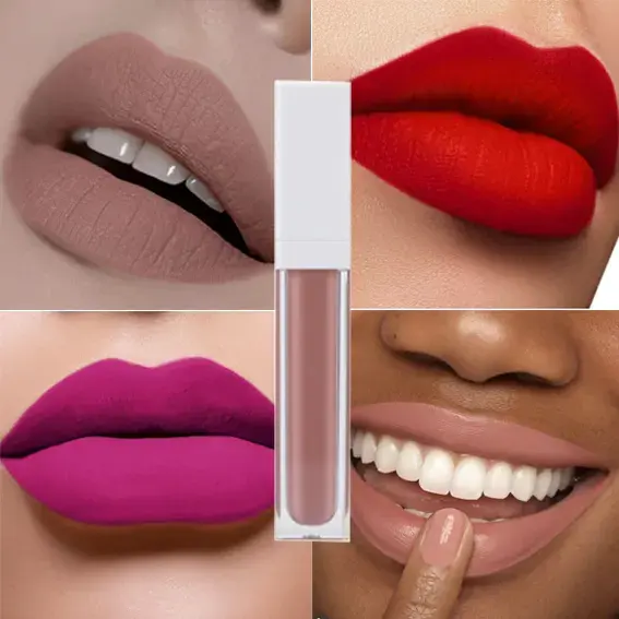 Brillo de labios cremoso OEM No Logo, proveedor de terciopelo líquido mate, haz tu propio lápiz labial resistente al agua, brillo de labios hidratante