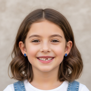 <span class=keywords><strong>XLOVE</strong></span> Boucles d'oreilles clous en argent 925 plaqué or, motif fleur, hypoallergéniques pour enfants aux oreilles sensibles - Product Image 3