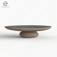Table basse convertible moderne et minimaliste OEM avec plateau en marbre blanc brillant, en MDF, pour bureau et salon