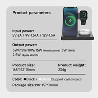 Support de charge magnétique sans fil flexible 3-en-1 Station de charge rapide PD 15W Type-C pour téléphone portable, montre intelligente et écouteurs