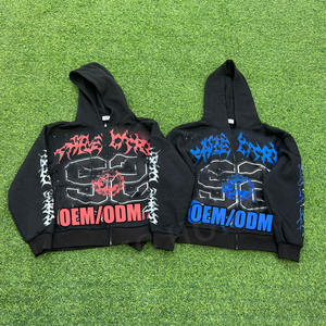 Sweat à capuche zippé sans cordon imprimé Dtg de rue vintage personnalisé - Product Image 5