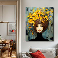 Peinture à l'huile 100% peinte à la main, portrait abstrait moderne de femme, toile personnalisée, peinture décorative à suspendre