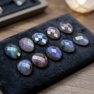 Labradorite Violette 100% Naturelle, Taille Rosecut, Calibrée, Qualité AAA, Forme Œuf, Certifiée par un Certificat Tierce Partie, Vente en Gros de Pierres Précieuses en Vrac pour Bijoux - Product Image 3