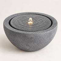 Fontaine d'eau de table en résine, bol rond imitation pierre, fontaine d'intérieur avec lumière LED à 6 perles pour la décoration de la maison et du bureau