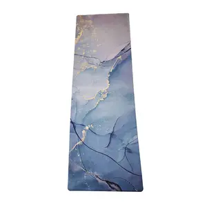 Antiderrapante abstrato multicolorido mármore impressão Yoga Matte, reciclável camurça de borracha dobrável viagem Yoga Mat portátil peso leve