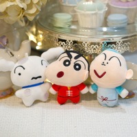 Porte-clés en peluche Crayon Shin-chan, costume chinois, pendentif mignon de dessin animé, breloque de sac, jouet cadeau pour collection d'enfants