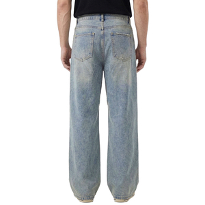 TOPSHOW Pantalones Vaqueros de Hombre de Cintura Alta con Volantes, Tejido Vaquero Lavado Estilo Hip Hop, Retro y de Pierna Ancha - Product Image 3