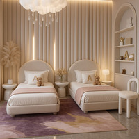 Lit double moderne européen de luxe, rembourré, en tissu velours, taille standard, pour chambre d'enfant, meubles de chambre