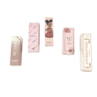 Boîte d'emballage en papier cosmétique haut de gamme avec laminage brillant, logo personnalisé, boîte pour gloss à lèvres et huile à lèvres
