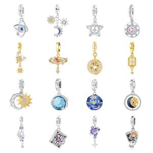 Abalorios de cobre plateado con dijes de sol, luna, estrellas y cartas del tarot para <span class=keywords><strong>pulseras</strong></span> europeas, venta al por mayor - Product Image 1