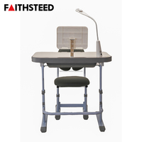 Ensemble table et chaise d'étude modernes pour enfants, réglables en hauteur, mobilier scolaire avec étagère intégrée et lampe de lecture LED