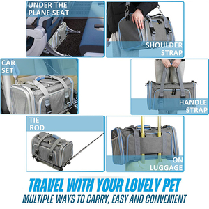 Hızlı teslimat havayolu onaylı köpek taşıyıcı 2 tarafı kolay seyahat için tekerlekler ile genişletilebilir evcil hayvan taşıyıcı stok depolama taşınabilir - Product Image 6