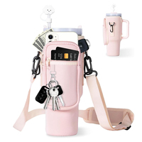 Sac de transport de bouteille d'eau avec poche pour téléphone pour 40 30 oz Tumbler pochette porte-bouteille en néoprène avec sangle réglable