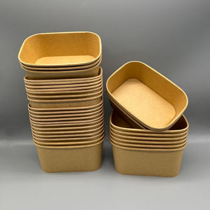 1000 Tazones de Papel Rectangulares Cuadrados Grandes de 1300 ml, Tazones Desechables de Papel Kraft para Llevar Comida, Tazones de Papel para Ensalada con Tapas - Product Image 2