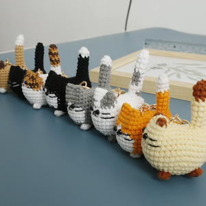Llavero de Gato Tejido a Crochet Hecho a Mano, Amigurumi Gatito, Colgante de Animal Tejido para Bolso, Lindo Gato Calico, Tuxedo, Tabby, Peluche, Regalo - Product Image 3