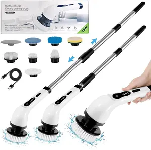 Cleaning 2024 Upgraded 9 In 1 Portable Rechargeable Cleaning Brush Household Power Cordless Electric Spin Scrubber With Extension Arm