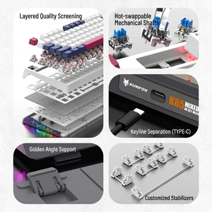 Clavier mécanique XUNFOX K85 pleine taille, filaire, RGB, programmable, échangeable à chaud, tactile, pour jeux, bureau, neuf - Product Image 2