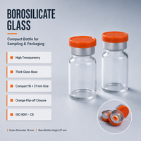 Flacon vide transparent de 2 ml, 16x27 mm, à fond plat, en verre borosilicaté, pour échantillons liquides de laboratoire, de haute qualité, petit flacon à col serti