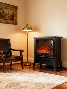 Chimenea Eléctrica con Efecto de Llama Realista, Control de Termostato, Calentador de Espacio Interior, Protección Contra Sobrecalentamiento, Dos Configuraciones de Calor - Product Image 5