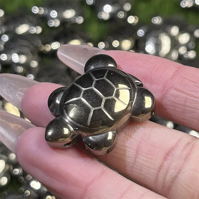 Wholesale Healing Natural Crystal Mini Turtle Carving Pyrite Turtle for Home Decoration