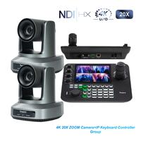 Cámara PTZ 4K para Transmisión en Vivo, Zoom Óptico 20X, Cámaras PTZ NDI AI*2 y Controlador*1, Sistema para Transmisión en Vivo